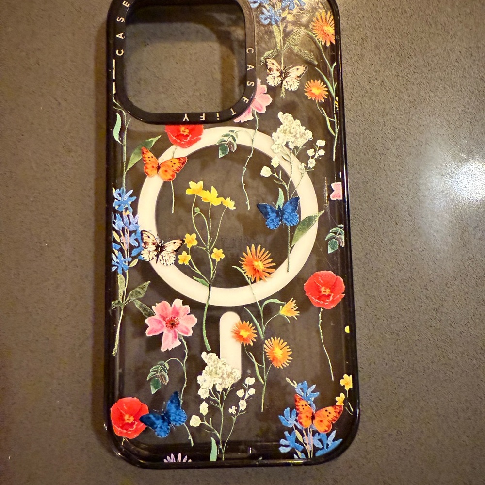 Casetify Black Floral Butterfly iPhone Case for 15 Pro